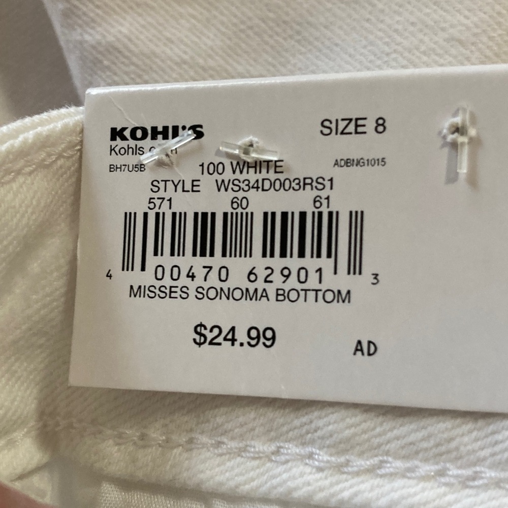 Sonoma Goods for Life White Denim Cuffed High Rise Shorts Women’s Size 8 NWT - Picture 10 of 10